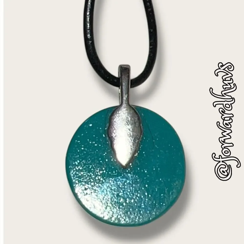 Bundle Sale 3 for $15 | 16-Inch Black Faux Leather Necklace with Glass Pendant